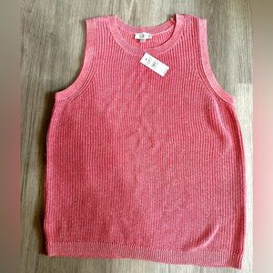 LOFT Coral Sleeveless Knit Tank Top New